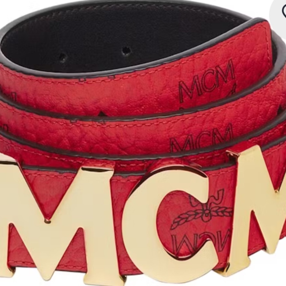 MCM Red Belt with Gold Accents